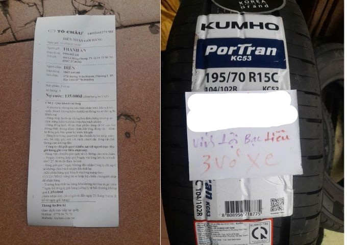Chỉ cần 2 ngày lốp Kumho 195/70R15C đã đến Bạc Liêu